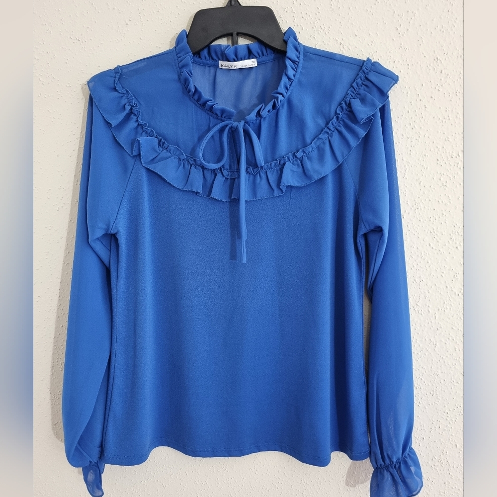 Kaily K Women's Blouse Baby Blue Long Sleeves Size M